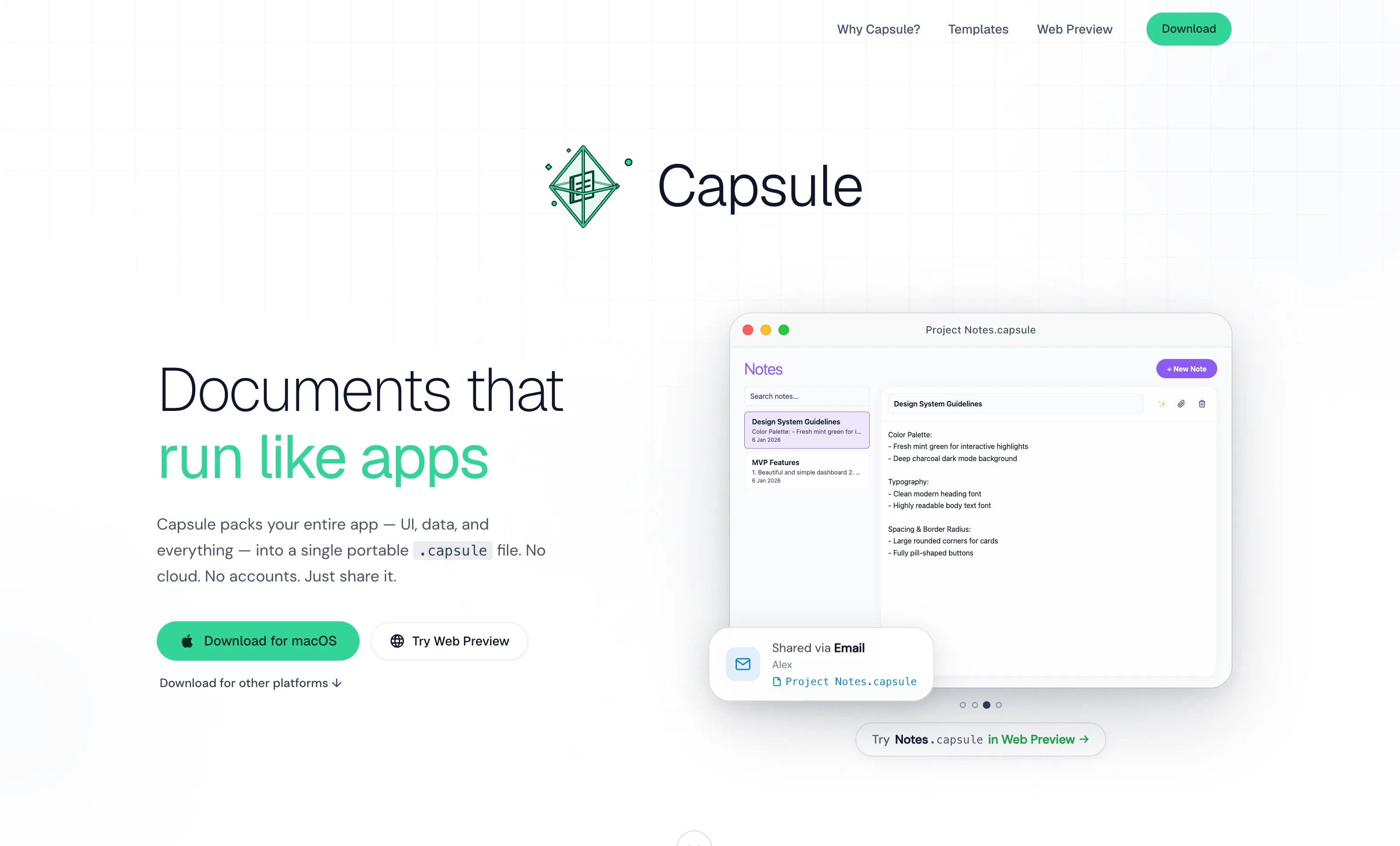 Capsule: Rethinking Web Apps as Shareable Documents